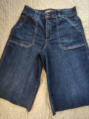 Democracy "Ab"solution High Rise Raw Hem Denim Shorts Dark Wash Size 12